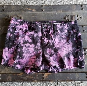 Lovesick purple and black tiedye jean shorts
